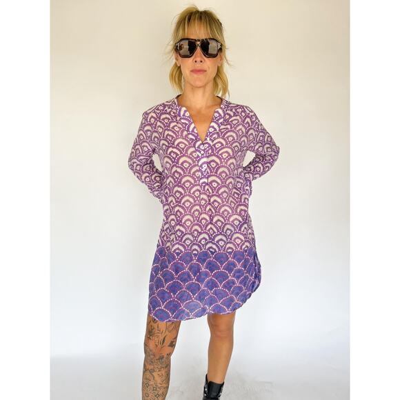 VTG Indian Cotton Tunic Dress – Block Print Kurti, Boho Sheer Dress, Size S/M - Picture 2 of 8